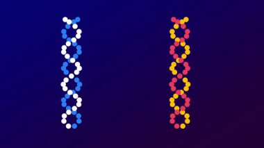 Genetik bilgi ve biyolojik karmaşıklıktaki çeşitliliği temsil eden çoklu renkli genetik iplikçiklerden oluşan bir dizi.