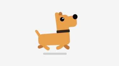 Çizgi film stili kahverengi bir köpek basit bir arka planda güvenle yürür, sadakati, dostluğu ve evcil hayvan sahipliğinin neşesini temsil eder..