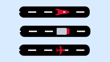 Farklı araç hareketleri olan trafik şeritlerinin kavramsal bir çizimi, kentsel hareketliliği ve yol altyapısını temsil ediyor.