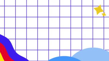 Renkli dalgalar ve yıldız benzeri parıltılarla birleşen şebeke kağıdının yaratıcı görüntüsü yenilikçi düşünmeyi veya soyut planlamayı sembolize eder..