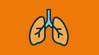 Solunum sağlığı, nefes alma ya da akciğer teşhisini temsil eden turuncu arkaplan üzerine çizilmiş bir akciğer ikonu.