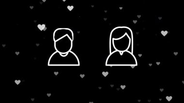 Dijital ortamda yüzen kalplere sahip insanların siluetleri online randevu, dijital romantizm ya da arkadaşlık arayan sanal bağlantı anlamına gelir..