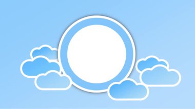 Parlak mavi gökyüzü, parlak güneş ve bulutlar, güzel havayı, iyimserliği veya sakin çevresel koşulları çizgi film tarzında gösterir..