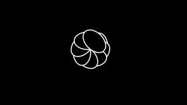 Çiçek gibi yumuşak bir dizayn ve sakin bir simetri ile dönen yaprak benzeri şekillerin döngü animasyonu.