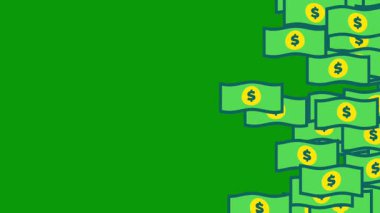Yeşil banknot yığınları ezici bir para akışını sembolize ediyor, muhtemelen enflasyon veya kontrolsüz finansal genişlemeyi ima ediyor..