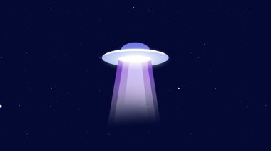 Bir UFO, aşağıya doğru bir ışık huzmesi yayar. Uzaylı fenomenini, bilim kurguyu ve gizemli dünya dışı aktiviteleri sembolize eder..