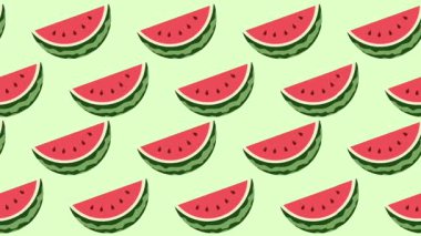 Parlak bir zemin üzerinde tekrar eden karpuz dilimleri, yazın ferahlatıcı özünü yakalıyor ve her açıdan meyveli eğlenceyi yakalıyor..
