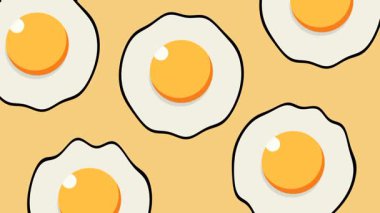 Parlak sarı bir yumurta deseninin animasyonu. Rengi siyah yumurta sarısı ve yumurta beyazı renginde. Çeşitli görsel amaçlar için neşeli ve çekici bir süsleme sağlıyor.