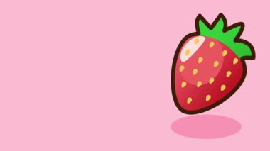 Tek bir çilek pembe arkaplanın sağ alt köşesinde konumlandırılır, bu da en az ve odaklanmış meyve görüntüsü verir.