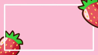 Tek bir çilek, kısmen sağ kenarda pembe bir arka plana karşı görünür, ekili ve dinamik modern bir his verir..