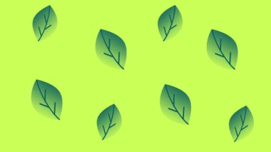 Tek tek yeşil yapraklar yumuşak sarı bir zemine dağılır, tazelik ve sükuneti çağrıştıran minimum ve doğal bir tasarım oluşturur..