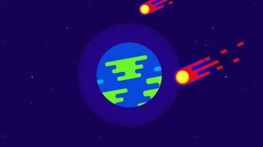 Dünya 'nın uzaydan hızla gelen meteorların şiddetli ve yıkıcı bir gezegen olayıyla karşı karşıya olduğunun canlı bir gösterimi..