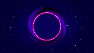 Derin uzay karanlığında mükemmel bir kozmik halkayla çevriliyken parlak bir kara deliğin parlak bir parıltı yaymasının büyüleyici bir görüntüsü..