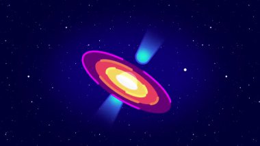 Büyük bir kara deliğin etrafında dönen parlak aydınlatılmış bir disk, yüksek hızlı dönüş dinamikleri ve enerjik kozmik davranışları gösterir..