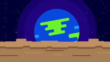 Büyüleyici bir yabancı dünya ufku, uzayın kozmik arka planında beliren büyük bir gezegenle karasal bir yüzey arasında bölünme olduğunu gösteriyor..