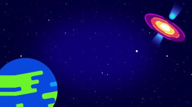 Bir yıldızın ve dış uzayda yörüngede dönen gezegenlerin canlı tasviri gezegenler arası hareketi ve uzak bir güneş sisteminin yapısını gösteriyor..