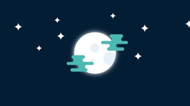 Parlayan bir ay yıldızlı bir gökyüzünde süzülür, sakinleştirici ve rüya gibi bir gece sahnesi yaratır..