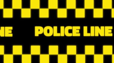 Etkinlik veya parklarda bariyer veya uyarı işareti olarak görülen çarpıcı bir polis çizgisi, kalın metin ve dama tahtası tasarımı