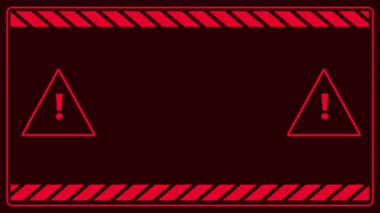 Kırmızı parlayan tehlike uyarısı ve ünlem işareti izleyicileri potansiyel olarak tehlikeli bir çevrede dikkatli olmaya teşvik ediyor..