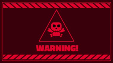 Kafatası sembollü bir kırmızı uyarı ekranı, acil dikkat ve dikkat gerektiren ciddi bir tehdit veya ölümcül tehlike hakkında uyarıda bulunur..