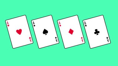 Turkuaz arka planda yan yana dizilmiş üç oyun kartı kart oyununda basit ve net bir oyun konseptini temsil eder