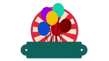 Renkli balonlar kırmızı bir dönme dolabın üzerinde süzülür, neşeli cazibeyle karnaval heyecanını birleştirerek görsel bir kutlamada