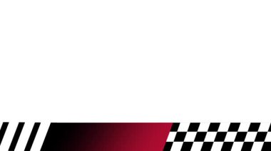 Yüksek etkili sahne değişiklikleri için kırmızı ve beyaz köşegenleri kareli ve çizgili kenarlarla birleştiren stilize bir yarış geçiş grafiği