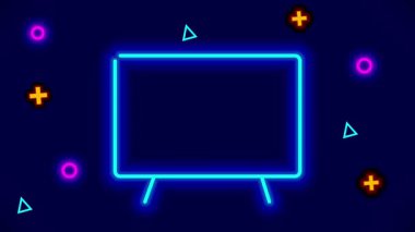 Parlak kenarları ve arıza efektleri olan animasyon retro TV çerçevesi, dijital gürültüyü çağrıştırıyor ve eski usul görsel tanıtım veya geçişler için mükemmel