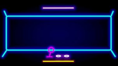 Neon sanatında bir yan kaydırma sahnesi, bir karakter ve sıçrama noktaları, modern UI illüstrasyon tarzıyla retro oyun çağrıştırıyor