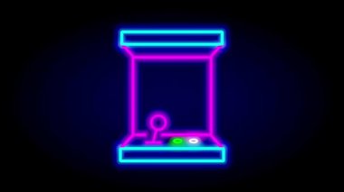 Sanal oyun ortamlarında ödül yakalama oyunu ve eğlenceyi gösteren, içinde bir karakter bulunan dijital neon tarzı pençe makinesi