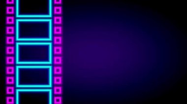 Dikey neon film şeridi, retro sinema estetiğine ve analog film yapımcılığının özüne en az dijital tasvirde ipuçları verir.