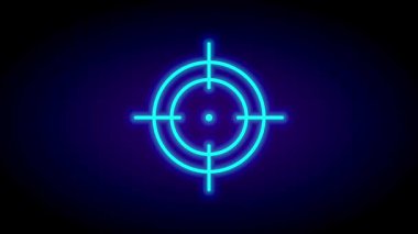 Neon-mavi kesişim noktası, görüntü, oyun veya artırılmış görsel arayüzlerde kullanılan kesinlik ve odaklanmayı simgeler.