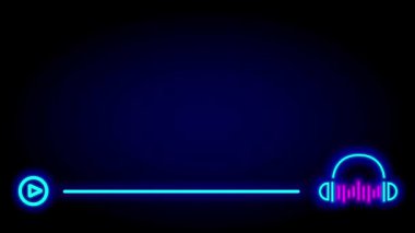 Pürüzsüz bir oyun çubuğu ve kulaklığı olan minimalist neon mavi ses oynatıcı, modern akış cihazlarını sembolize eden karanlık bir ekranda ince bir şekilde parlıyor.