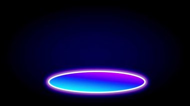 Tek bir pembe ve mavi neon elips karanlık bir alanda yüzer, gizemi, bilim kurgu enerjisini ve geçici görsel sembolizmi temsil eder..