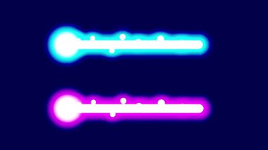 Lazer gibi mavi ve pembe renkte iki paralel yatay neon ışınlar, hareket, teknoloji ve geleceksel efektleri akla getiriyor..