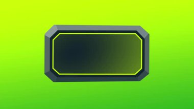 Katmanlı tasarım ve yumuşak parıltılara sahip metalik yeşil fütüristik bir panel, bir kontrol ekranı veya durum görüntüleme arayüzü gibi görünür