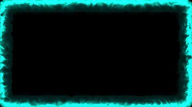 Canlandırılmış mavi neon çerçeve yoğun kıvılcımlar saçarak gelecekteki bir devreyi ya da yüksek voltajlı enerji alanını taklit eder.