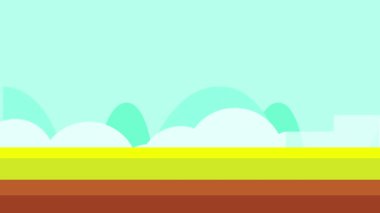 Altın sarısı bir zemin üzerinde tüylü bulutları olan rüya gibi mavi bir gökyüzü yumuşak ve yaratıcı bir gündüz manzarasını çağrıştırıyor.,