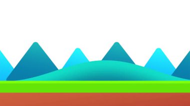 Altında zengin bir renk tabanı olan biçimlendirilmiş üçgen dağ sırası, Alp arazisinin neşeli ve canlı bir görüntüsünü oluşturuyor.