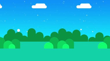 Parlak ve temiz bir manzara, yuvarlanan yeşil tepeler ve açık mavi bir gökyüzü, dost temalar veya eğitim ortamları için mükemmel.