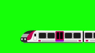 Modern bir yolcu treni yeşil ekran arka planında izole edilir, hareket grafik örtüleri veya ulaşım tabanlı tasarım düzenlemeleri için mükemmeldir