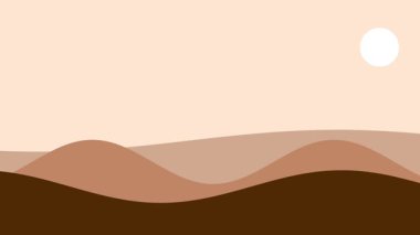 Yuvarlanan kum tepeleri ve yumuşak ışıklandırmalarıyla sıcak bir çöl manzarası güneşli kurak bir ortamda sakin bir sabah atmosferini gösteriyor.