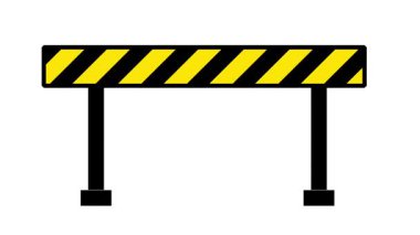 Uzun siyah ve sarı bir barikat, taşıt geçişini kısıtlamak ve otoyollarda veya yasak bölgelerde trafik kontrolünü artırmak için sağlam bir şekilde ayakta duruyor.