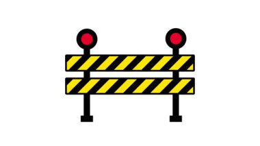 Beyaz arka planda kırmızı ışık konmuş inşaat tarzı yol bariyeri, geliştirme çalışmaları nedeniyle kısıtlı erişimi gösteriyor