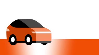 Turuncu bir araba arkasında canlı bir hız izi bırakarak ivmelenerek hızlı hareket, enerji ve dinamik kentsel sürüş eylemini temsil eder.