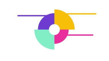 Yönlendirme çubukları ile segmentlenmiş bir çemberin diyagramı, süreç segmentasyonu, veri dağılımı veya analitik görsel bozulmayı sembolize eder