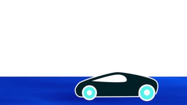 Suyun üzerinde süzülüyor gibi görünen bir arabanın gelecekteki tasarımı ileri teknoloji, yenilik ya da yaratıcı ulaşım sistemleri öneriyor.