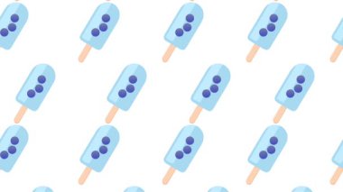 Hafif arka planda tekrar eden yaban mersinli dondurma deseni dondurulmuş tatlı motiflerine odaklanmış lezzetli ve ferahlatıcı bir tasarım yaratıyor.