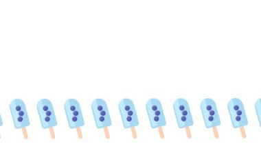Yaban mersinli dondurmalar beyaz bir arkaplan boyunca sırayla dizilip tasarım kavramlarını yenilemek için temiz ve modern bir model sunuyor.
