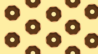 Çikolatalı çörekler açık kahverengi arka planda tekrarlanan şekillerde basit ve lezzetli bir tatlı temalı tasarım elementi oluştururlar..